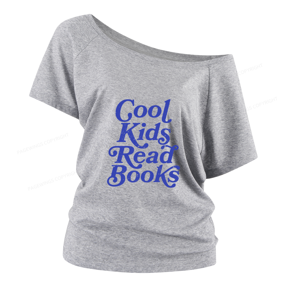 Pagewings Cool Kids Read Books Women Off Shoulder T-shirts