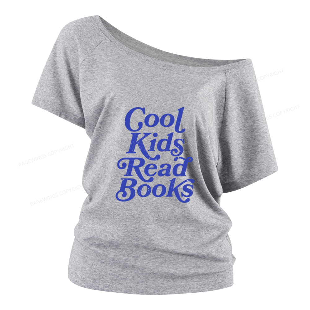 Pagewings Cool Kids Read Books Women Off Shoulder T-shirts