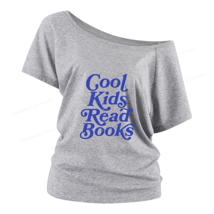 Pagewings Cool Kids Read Books Women Off Shoulder T-shirts