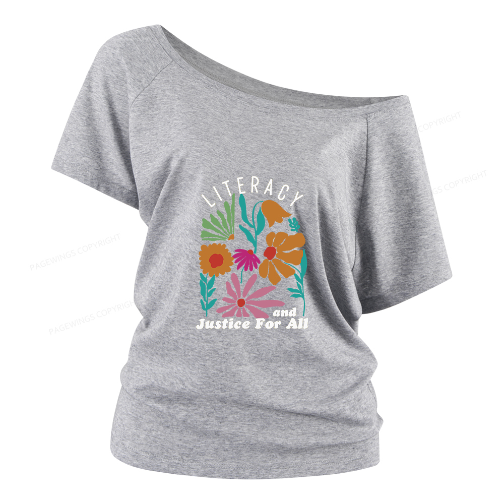 Pagewings Literacy And Justice Women Off Shoulder T-shirts