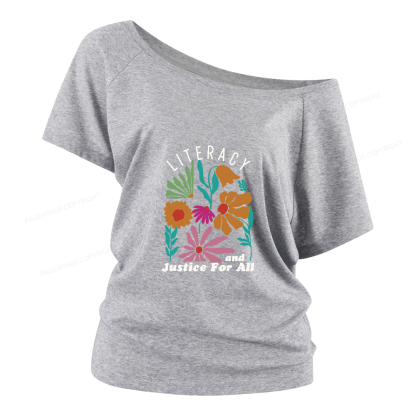 Pagewings Literacy And Justice Women Off Shoulder T-shirts