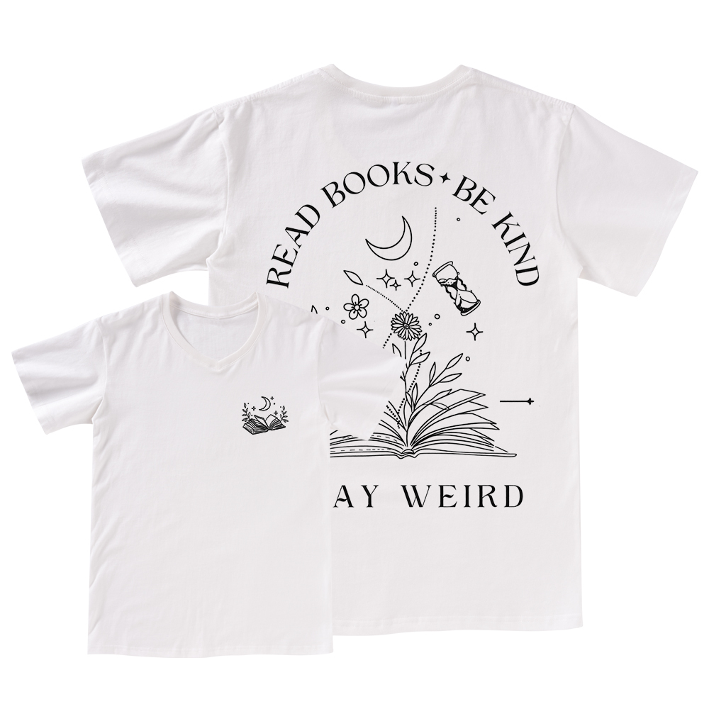 Pagewings Comfort Colors Read Books Be Kind Stay Weird V-neck T-shirt