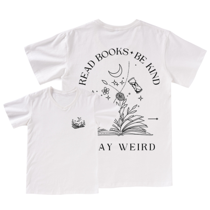 Pagewings Comfort Colors Read Books Be Kind Stay Weird V-neck T-shirt