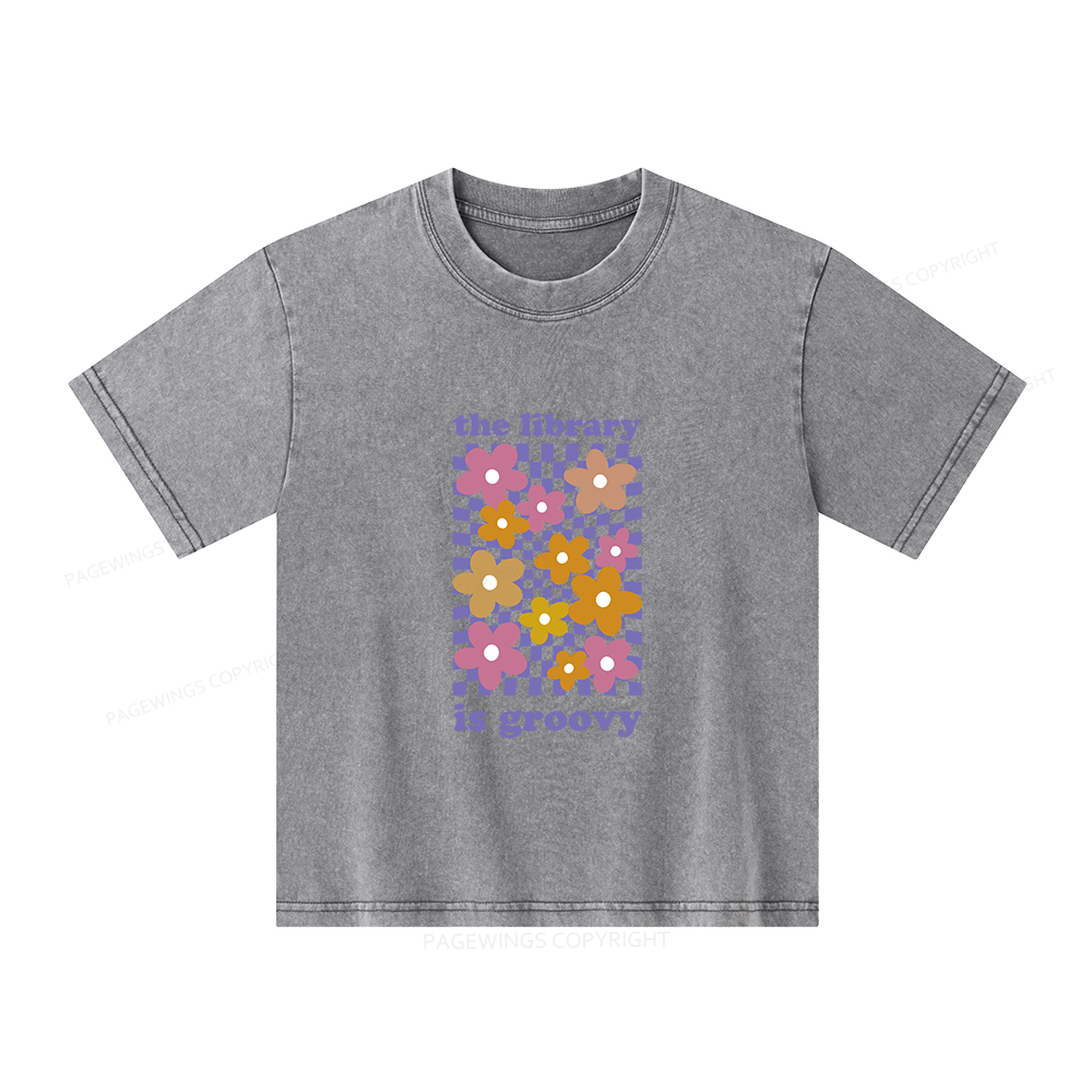 Pagewings The Library is Groovy Unisex Kids Washed T-shirt