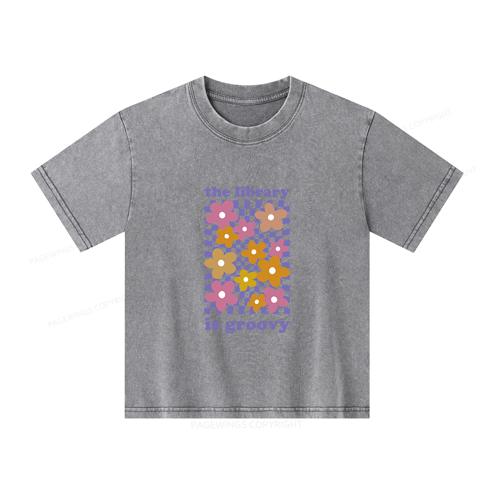 Pagewings The Library is Groovy Unisex Kids Washed T-shirt