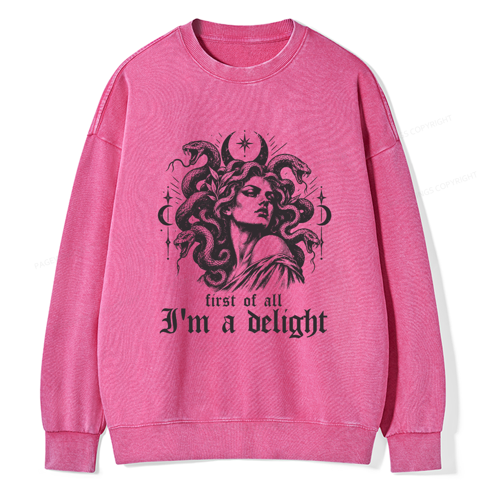 Pagewings First of All I'm a Delight Unisex Washed Sweatshirt