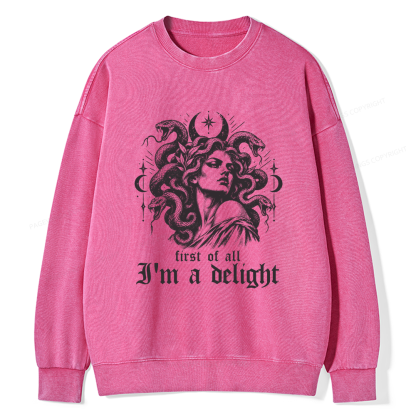 Pagewings First of All I'm a Delight Unisex Washed Sweatshirt