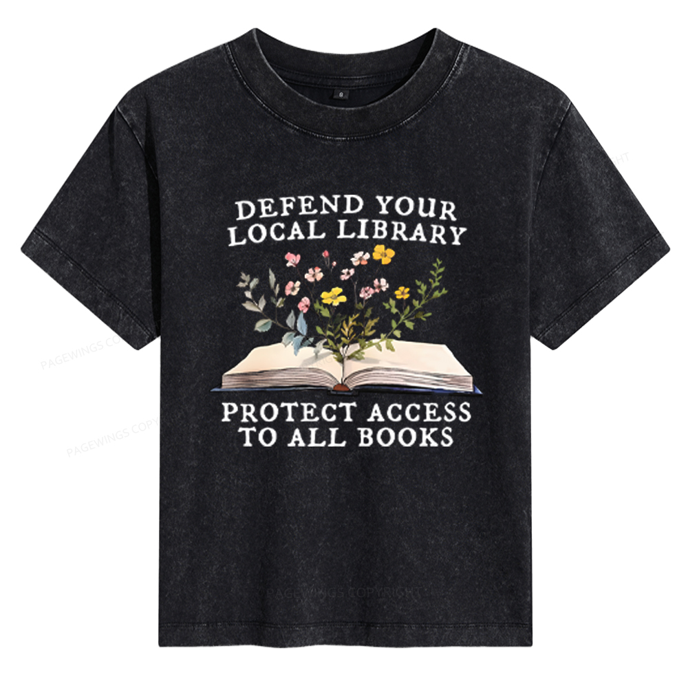 Pagewings Books Save Lives Protect Libraries Women's Washed T-shirt