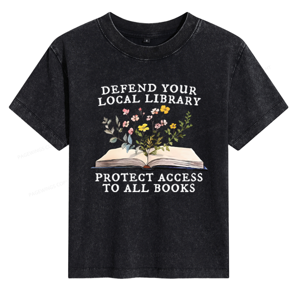 Pagewings Books Save Lives Protect Libraries Women's Washed T-shirt