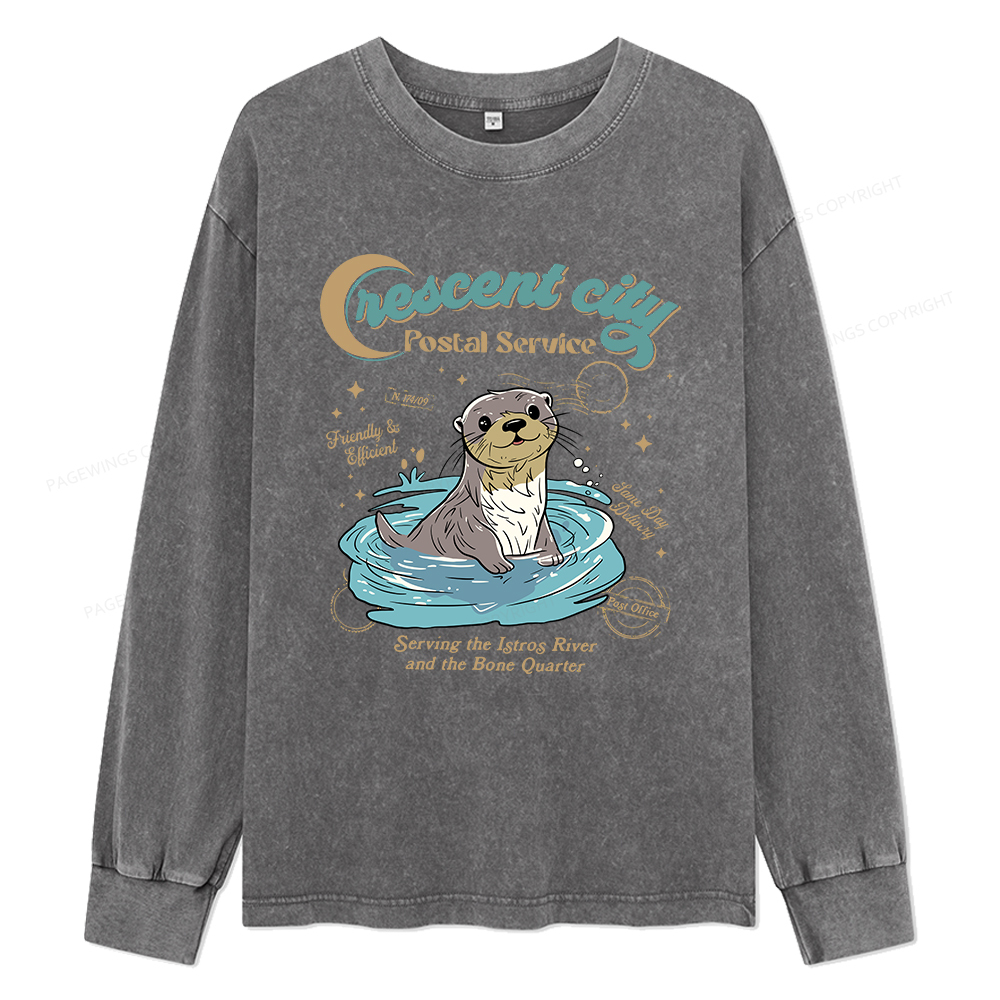 Pagewings Crescent City Postal Service Unisex Washed Long Sleeve T-shirt