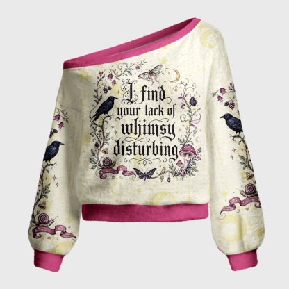 Pagewings Lack of Whimsy Crow Fall Off Shoulder Ugly Knit Sweater