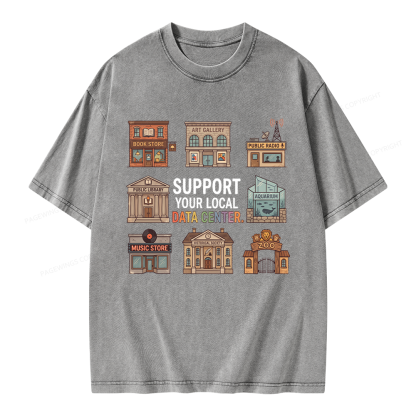 Pagewings Support Your Local Data Center Unisex Washed T-shirt