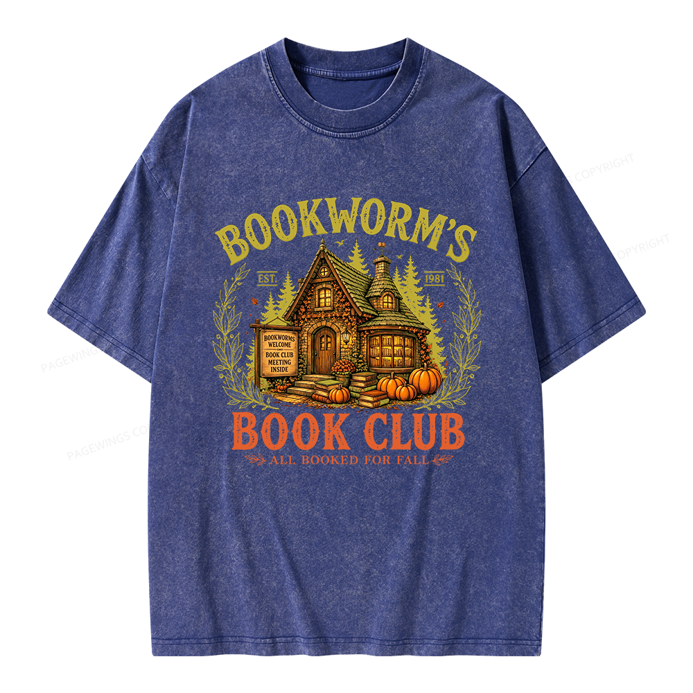 Pagewings Bookworm's Book Club Unisex Washed T-shirt