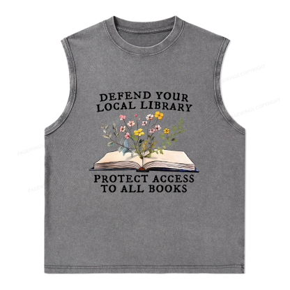 Pagewings Books Save Lives Protect Libraries Unisex Washed Tank Top