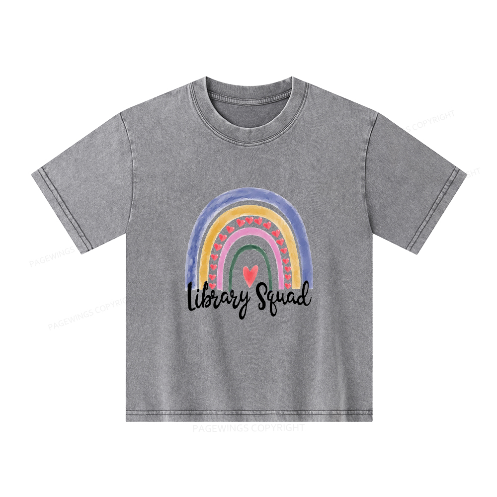 Pagewings Librarian Tee Library Team Tee Library Squad Shirt Unisex Kids Washed T-shirt