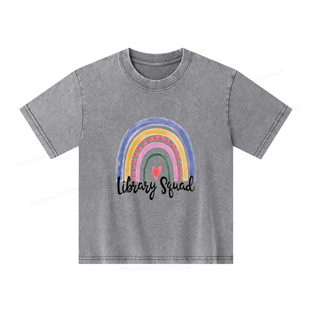 Pagewings Librarian Tee Library Team Tee Library Squad Shirt Unisex Kids Washed T-shirt