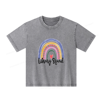 Pagewings Librarian Tee Library Team Tee Library Squad Shirt Unisex Kids Washed T-shirt
