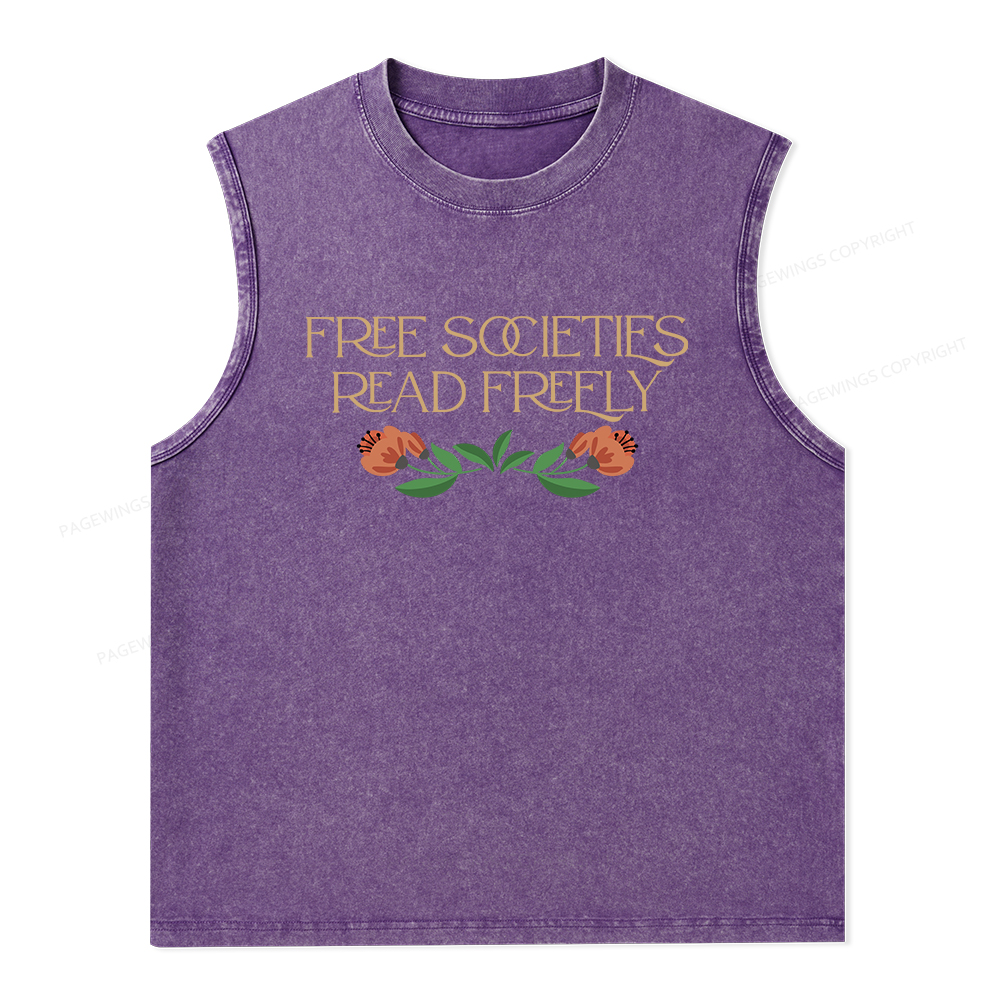 Pagewings Free Societies Read Freely Shirt T-Shirt Unisex Washed Tank Top