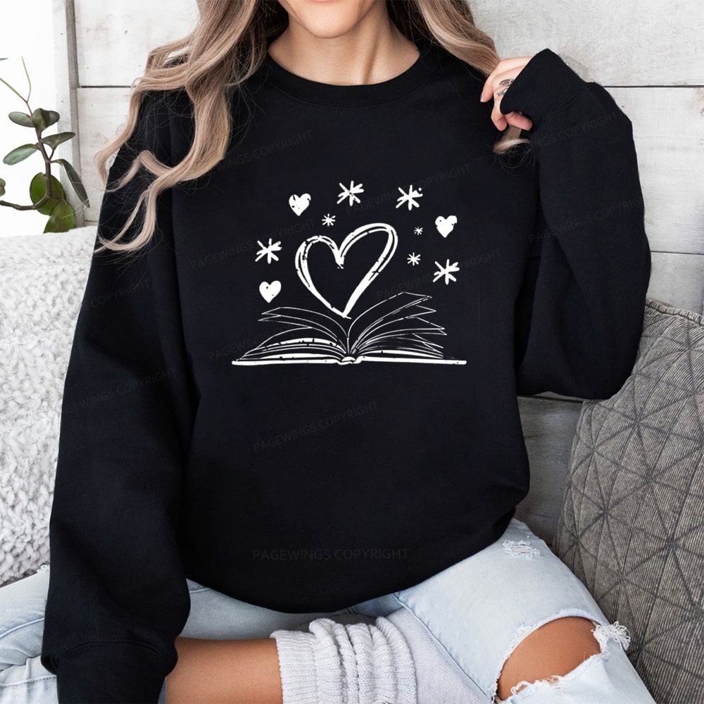 Pagewings Bookworm Librarian Valentines Day Book Unisex Classic Sweatshirt
