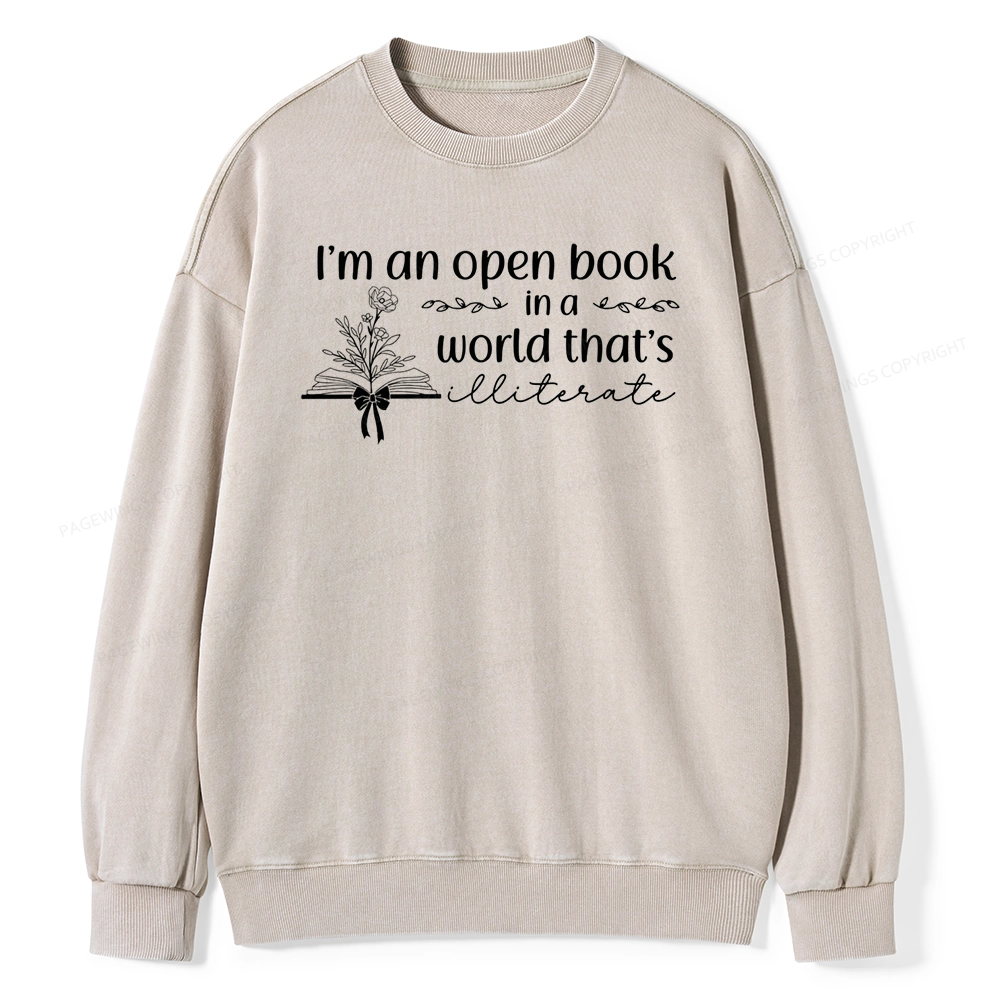 Pagewings An Open Book in a World Unisex Washed Sweatshirt