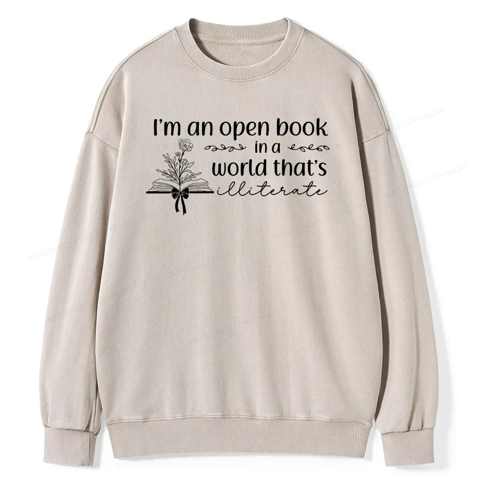 Pagewings An Open Book in a World Unisex Washed Sweatshirt