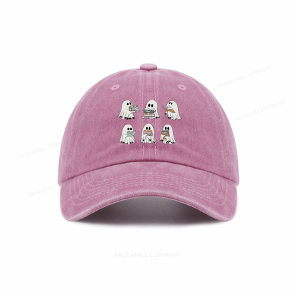 Pagewings Ghost Reading Halloween Washed Cap