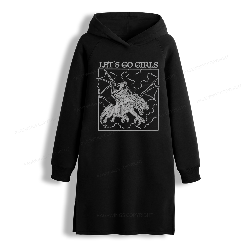 Pagewing Let's Go Girls Side-Slit Fleece Hoodie Dress