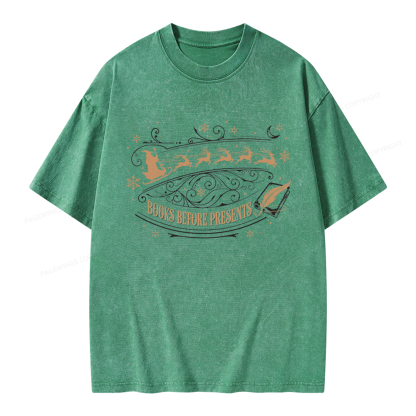 Pagewings Books Before Presents Unisex Washed T-shirt