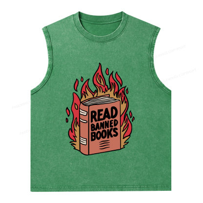 Pagewings Read Banned Books Shirt Unisex Washed Tank Top