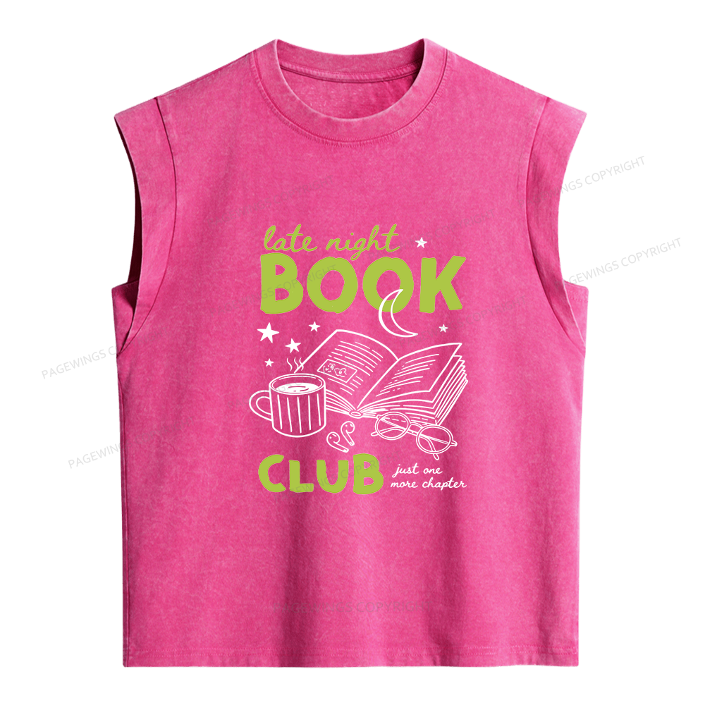 Pagewings Late Night Book Club Women's Washed Tank Top