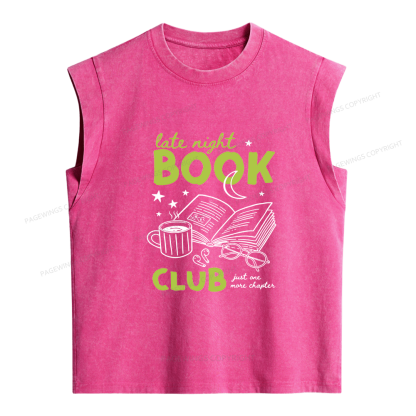 Pagewings Late Night Book Club Women's Washed Tank Top