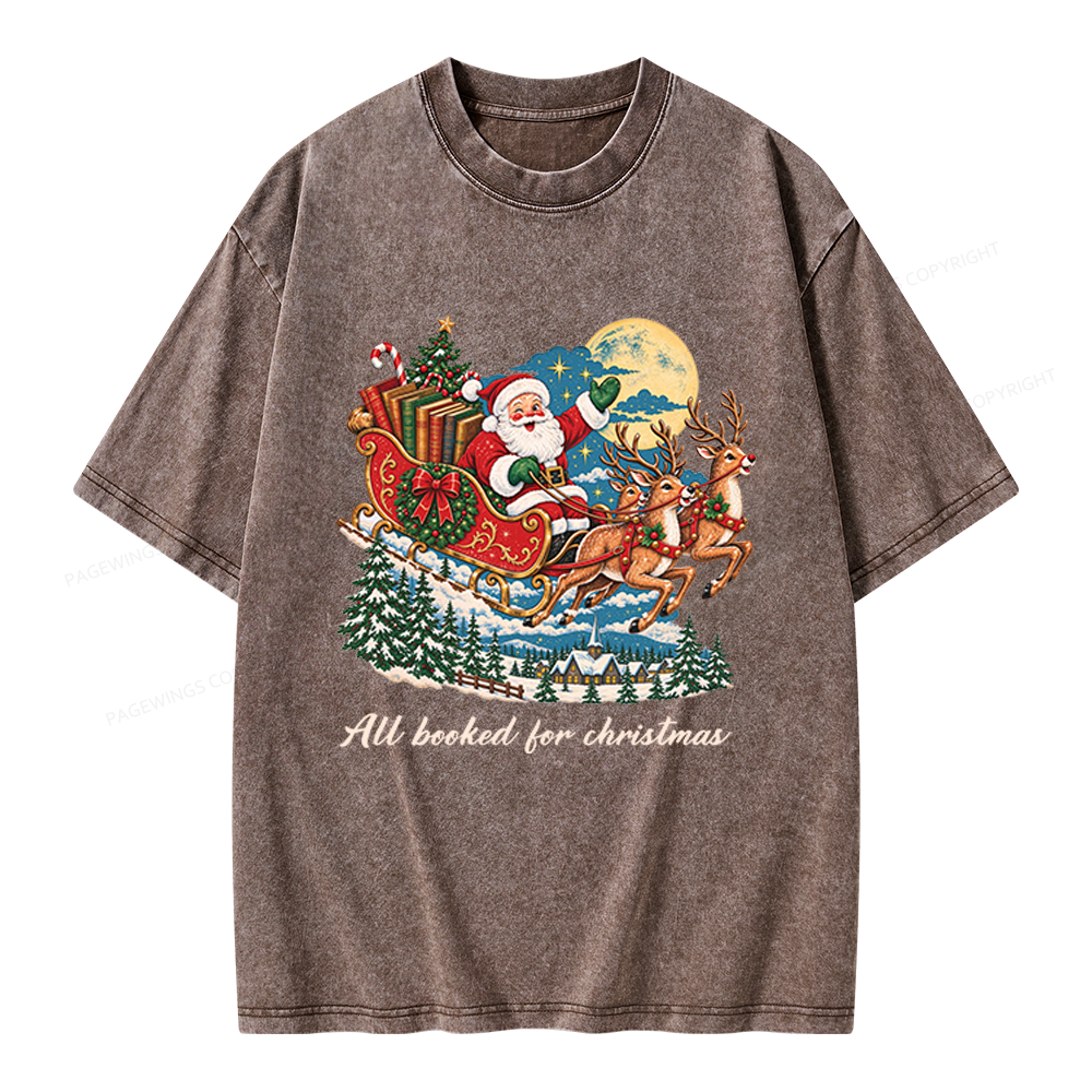 Pagewings All Booked For Christmas Unisex Washed T-shirt