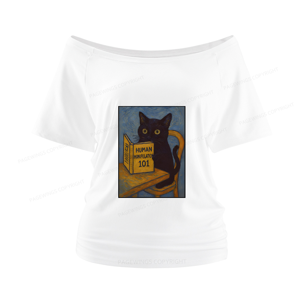 Pagewings Funny Cat Women Off Shoulder T-shirts