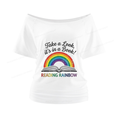 Pagewings Reading Rainbow Women Off Shoulder T-shirts
