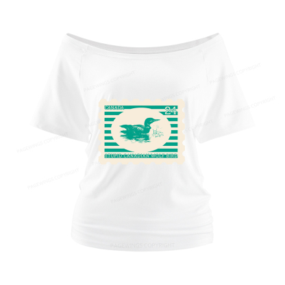 Pagewings Stupid Canadian Wolf Bird Women Off Shoulder T-shirts