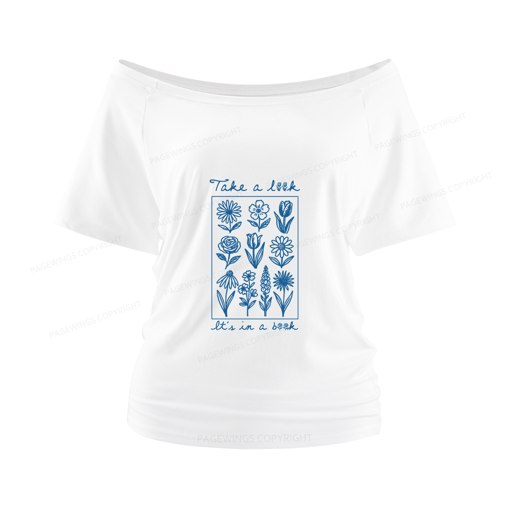 Pagewings Take A Look It’s In A Book Women Off Shoulder T-shirts