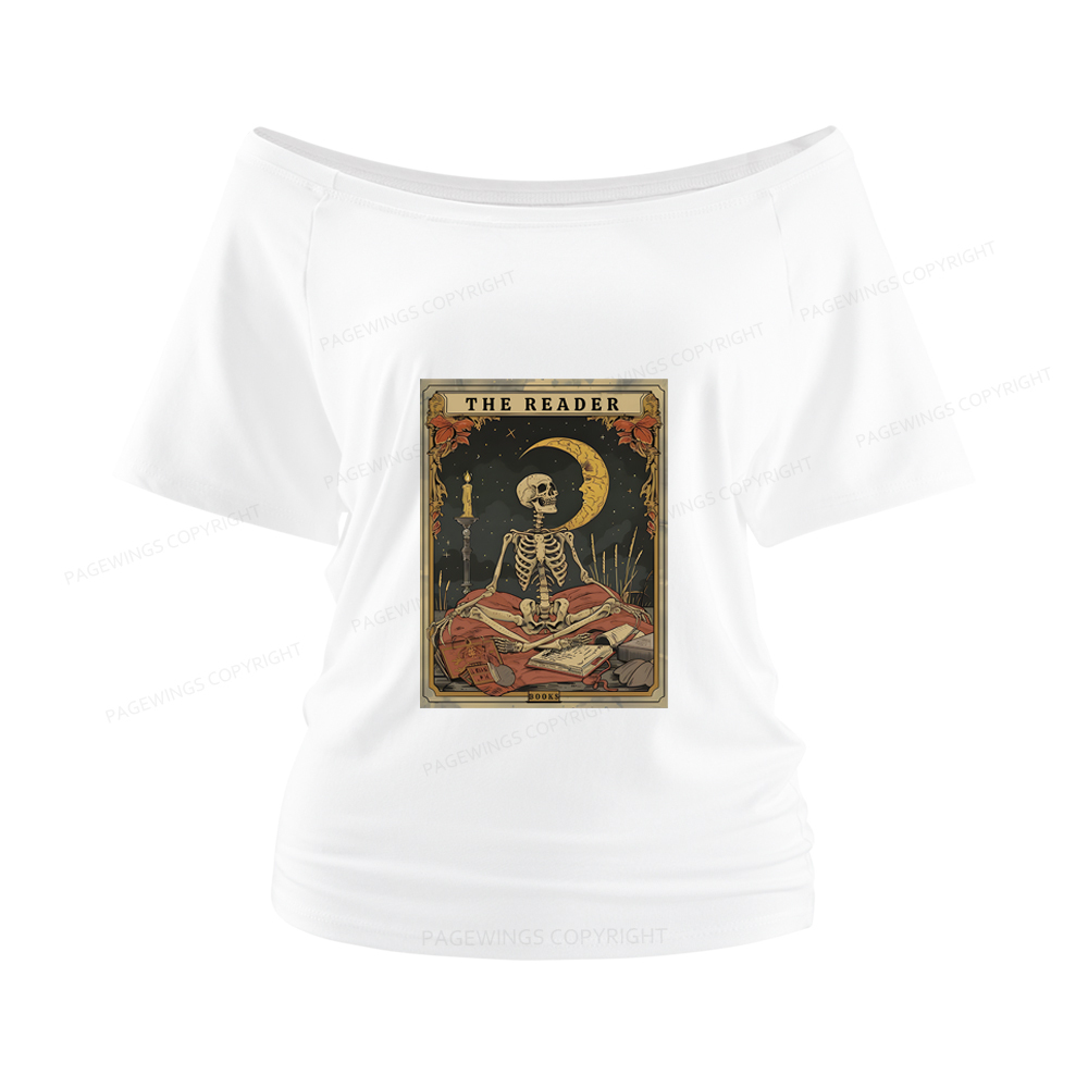 Pagewings The Reader Tarot Card Women Off Shoulder T-shirts