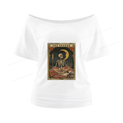 Pagewings The Reader Tarot Card Women Off Shoulder T-shirts