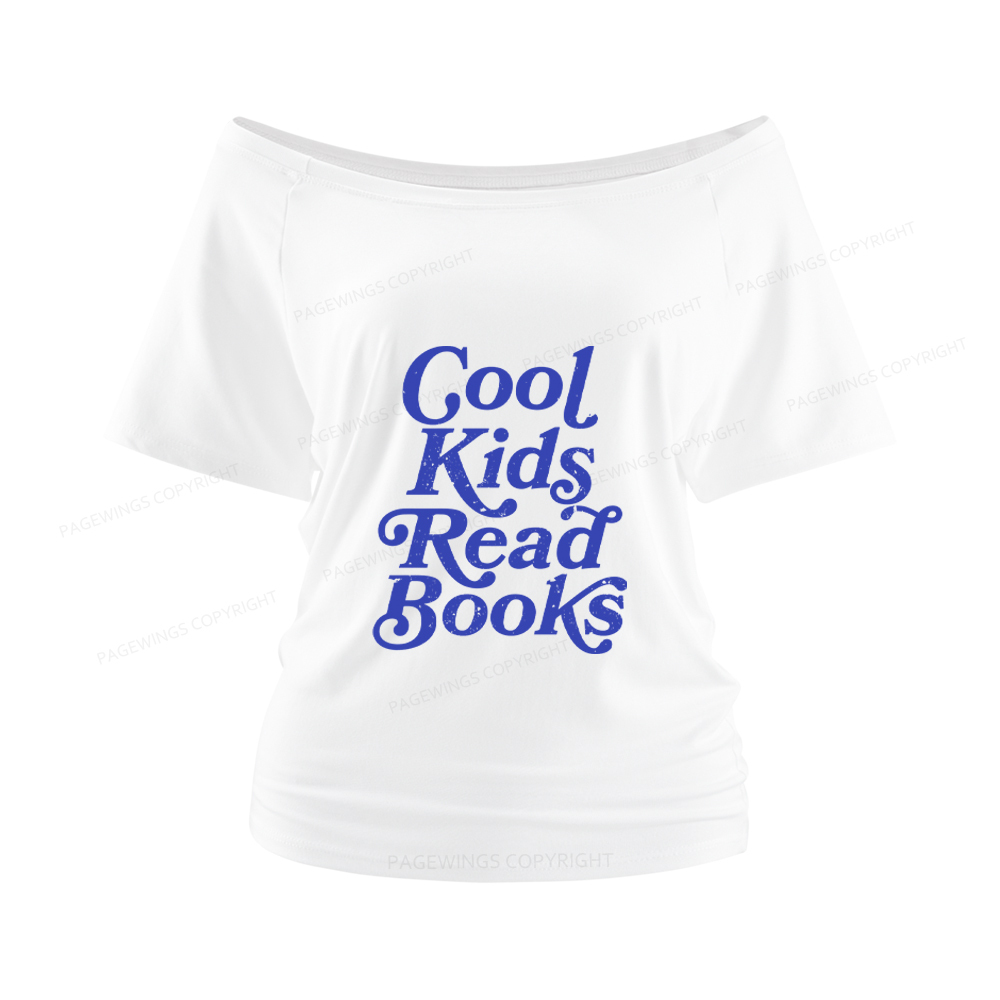 Pagewings Cool Kids Read Books Women Off Shoulder T-shirts