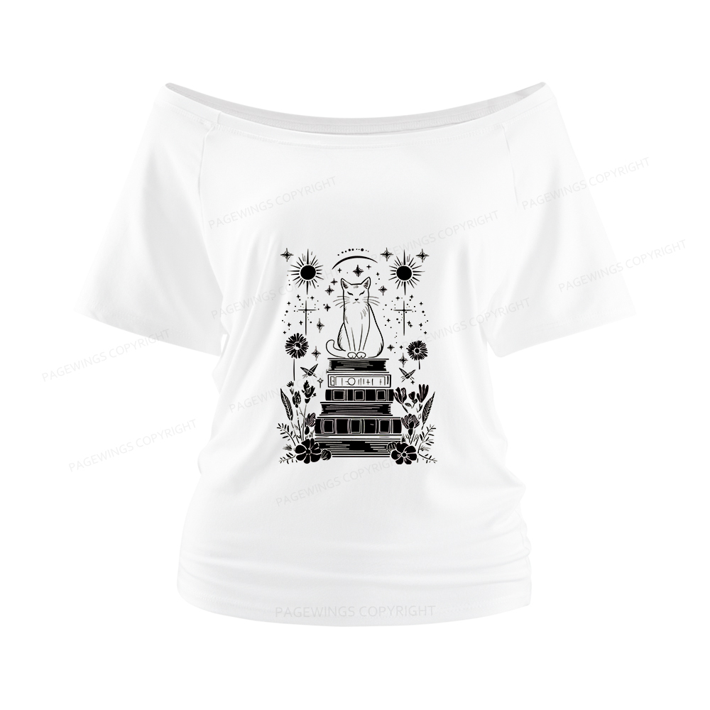 Pagewings Mystical Cat Women Off Shoulder T-shirts