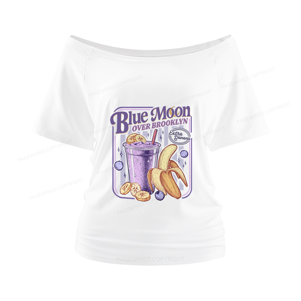 Pagewings Blue Moon Over Brooklyn Women Off Shoulder T-shirts
