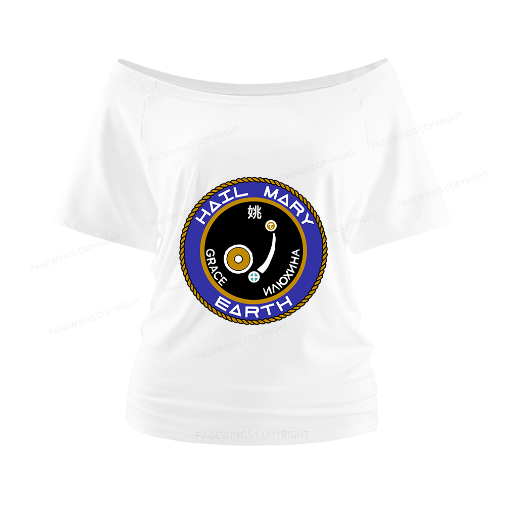 Pagewings Mission Patch Women Off Shoulder T-shirts