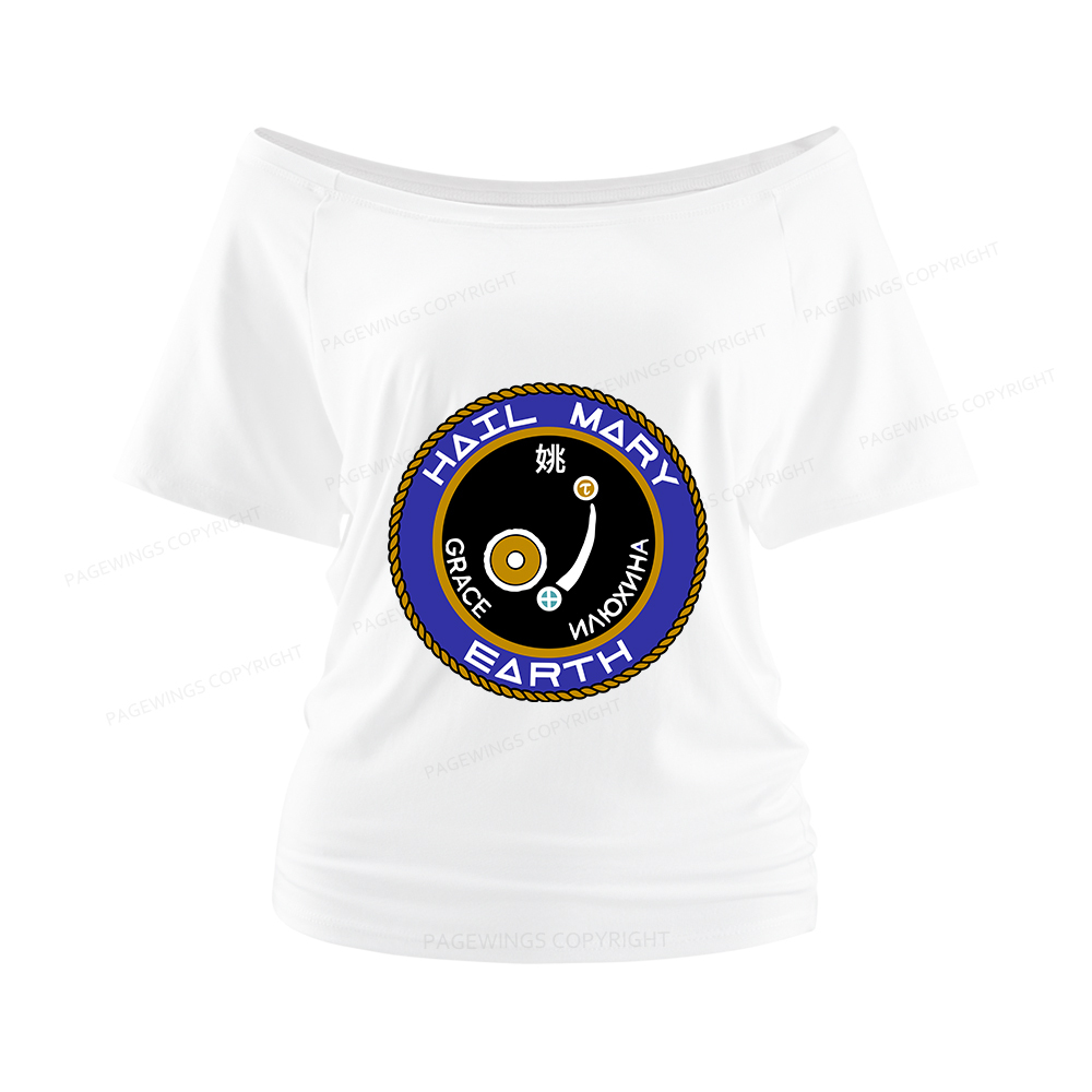 Pagewings Mission Patch Women Off Shoulder T-shirts