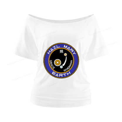 Pagewings Mission Patch Women Off Shoulder T-shirts