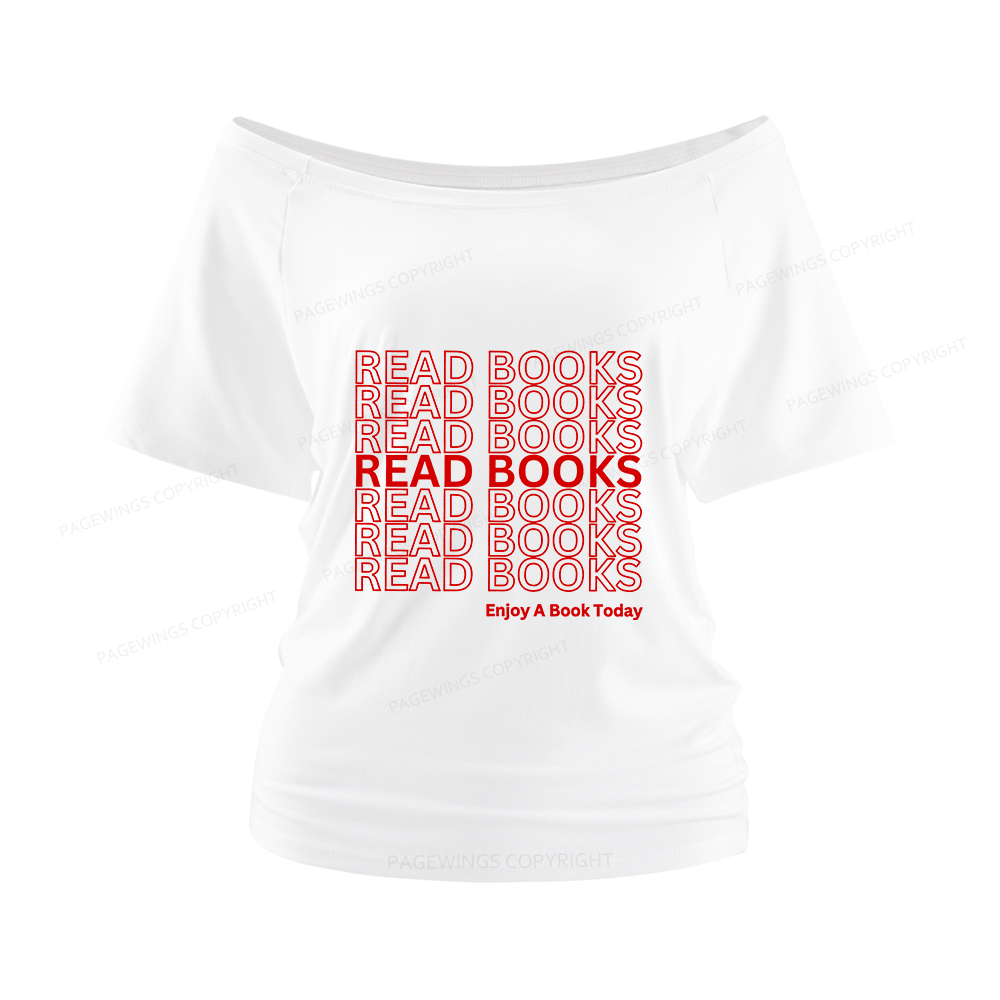 Pagewings Read Books Librarian Women Off Shoulder T-shirts