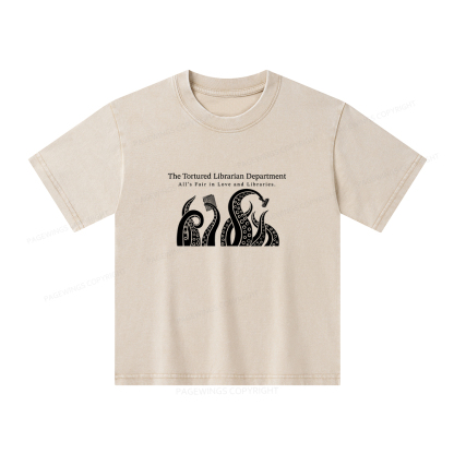 Pagewings The Tortured Librarian Department Unisex Kids Washed T-shirt