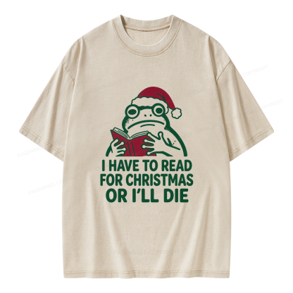 Pagewings I Have to Read for Christmas Unisex Washed T-shirt