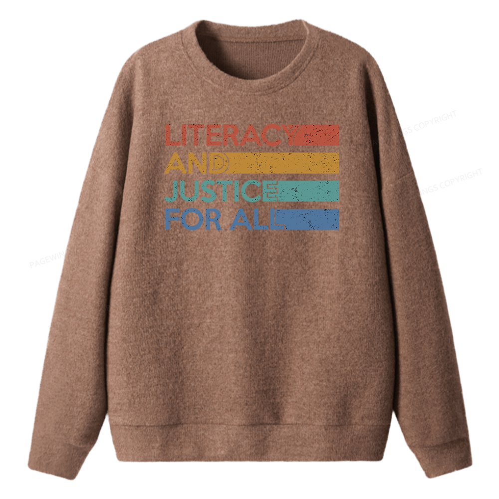 Pagewings Literacy and Justice For All Unisex Knit Sweatshirt