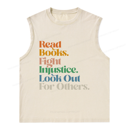 Pagewings Read Banned Books Social Justice Shirt Unisex Washed Tank Top