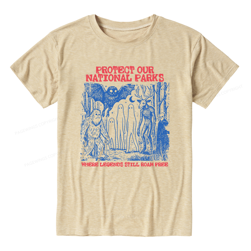 Pagewings Protect Our Parks Vintage Camping Unisex Heather T-Shirt